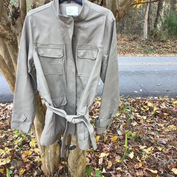 A New Day Faux-Leather Anorak Jacket Frontier Beige Womens  Size XL - Picture 2 of 5